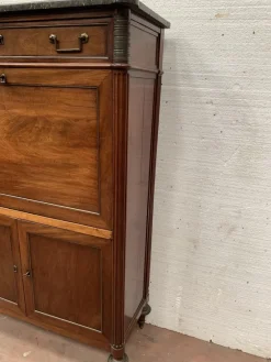 Pamono Louis XVI 19th Century Mahogany Secretary in Grey Veined Marble Top><noscript><img width=