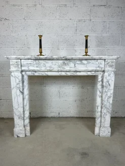 New Pamono Louis XVI White Marble Chimney, 1890s