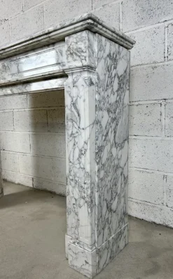New Pamono Louis XVI White Marble Chimney, 1890s