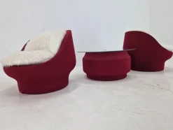Pamono Lounge Chairs and Coffee Table, France, 1970s, Set of 3><noscript><img width=