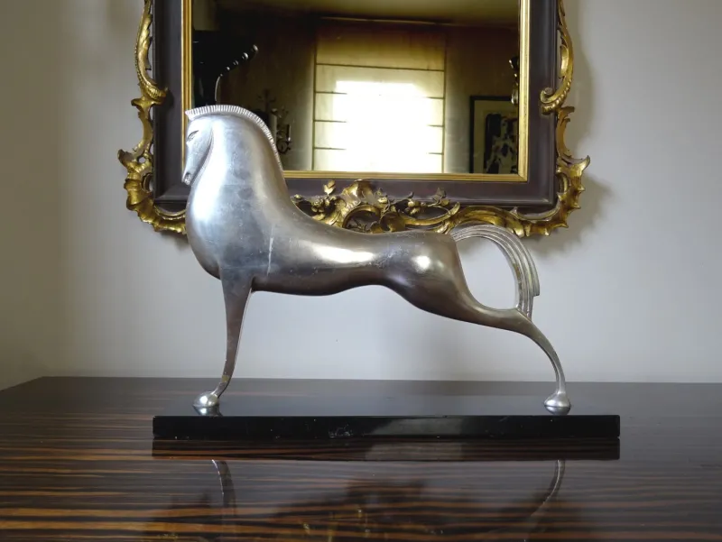 New Pamono Lovet-Lorski, Modernist Art Deco Style Horse, Bronze on Marble Base, 1970s