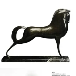 New Pamono Lovet-Lorski, Modernist Art Deco Style Horse, Bronze on Marble Base, 1970s