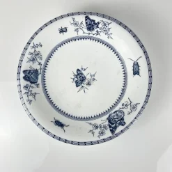 Clearance Pamono Low Blue Butterfly Compote Dish on Pedestal by Minton & Co., 1876