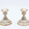Pamono Low Fluted Silver Candlesticks, Set of 2> Candleholders