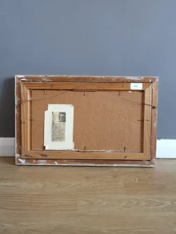 Pamono Low Horizon Street Scenes, 1950s, Paint & Lacquer & Linen, Framed><noscript><img width=