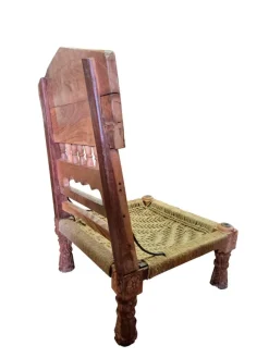 Outlet Pamono Low Indian Hand-Carved Chairs with Elephant Backrests, 1950s, Set of 2