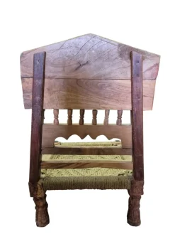 Outlet Pamono Low Indian Hand-Carved Chairs with Elephant Backrests, 1950s, Set of 2