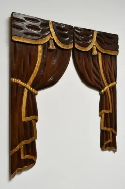 Best Pamono Low Relief Wooden Sculptered and Gilded Curtains, 1920s, Set of 2
