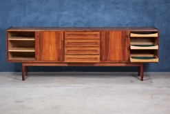 Pamono Low Rosewood Sideboard by Johannes Andersen for Uldum Møbelfabrik, 1960s><noscript><img width=