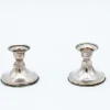 Pamono Low Silver Candlesticks, Set of 2> Candleholders