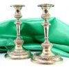 Pamono Low Silver Candlesticks with Fluted Reliefs, Set of 2> Candleholders