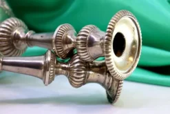 Pamono Low Silver Candlesticks with Fluted Reliefs, Set of 2><noscript><img width=