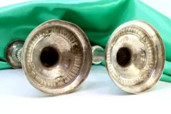 Pamono Low Silver Candlesticks with Fluted Reliefs, Set of 2><noscript><img width=