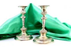 Pamono Low Silver Candlesticks with Fluted Reliefs, Set of 2><noscript><img width=