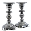 Pamono Low Silver Candlesticks with Turned Stems and Friezes on the Cut-Out Bases, Set of 2> Candleholders