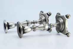 Pamono Low Silver Candlesticks with Fluted Reliefs, Set of 2><noscript><img width=