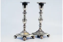 Pamono Low Silver Candlesticks with Fluted Reliefs, Set of 2><noscript><img width=