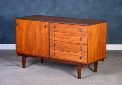 Pamono Low Teak Sideboard with Brass Handles by Peter Løvig Nielsen, 1960s> Sideboards & Buffets