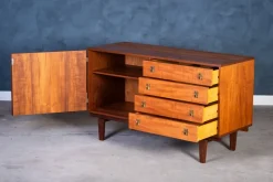 Pamono Low Teak Sideboard with Brass Handles by Peter Løvig Nielsen, 1960s><noscript><img width=
