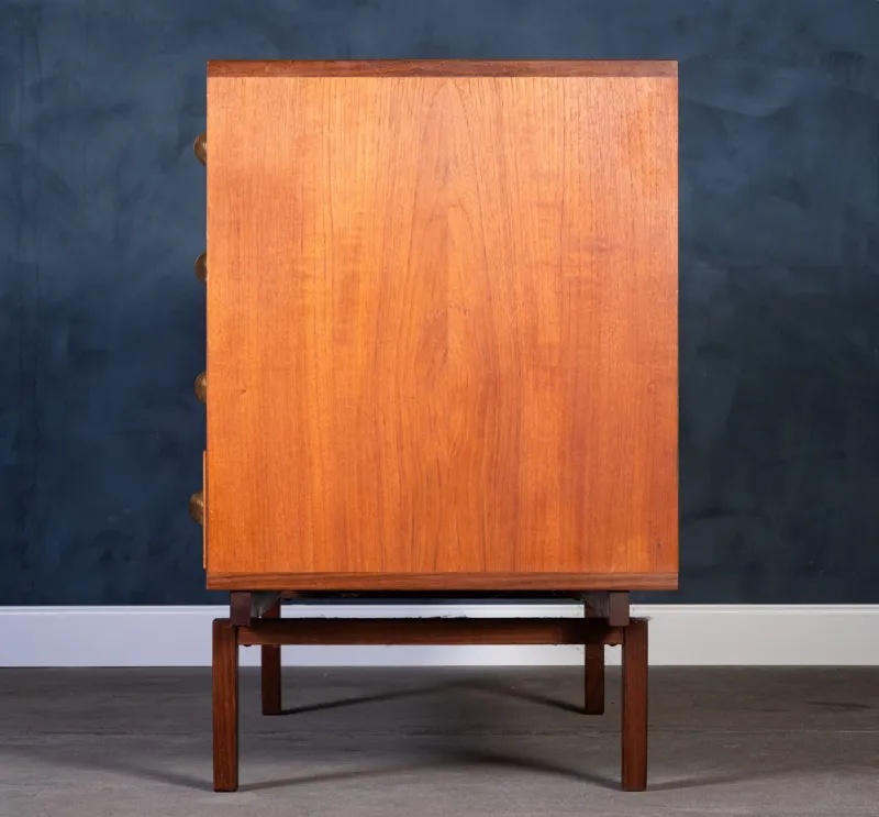 Pamono Low Teak Sideboard with Brass Handles by Peter Løvig Nielsen, 1960s> Sideboards & Buffets