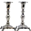 Pamono Low Turned Silver Candlesticks with Hexagonal Shafts, Set of 2> Candleholders