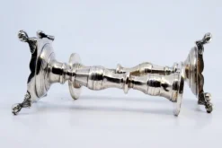 Pamono Low Turned Silver Candlesticks with Hexagonal Shafts, Set of 2><noscript><img width=