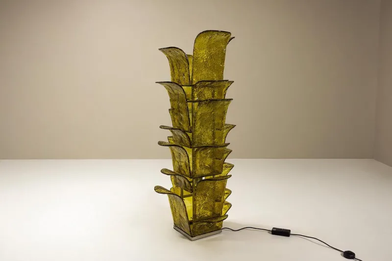 Pamono LT 320 Cactus Floor Lamp in Yellow Murano Glass by Carlo Nason for Mazzega, Italy, 1960s> Floor Lamps