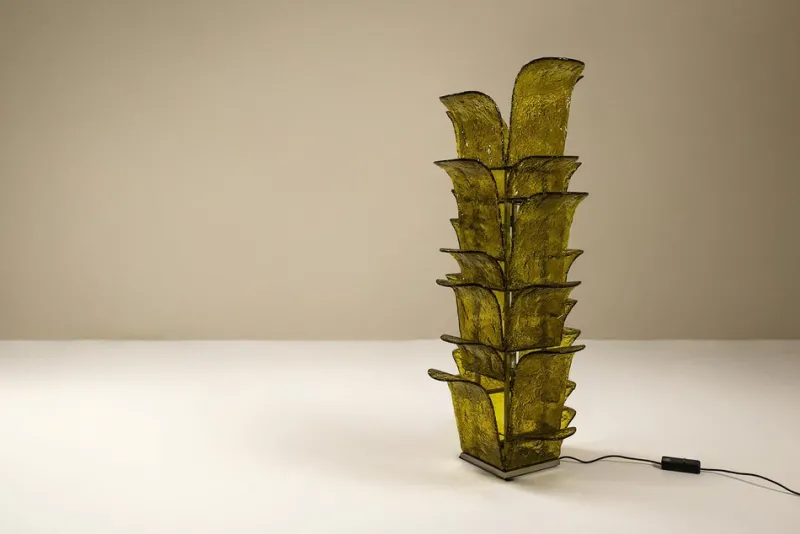 Pamono LT 320 Cactus Floor Lamp in Yellow Murano Glass by Carlo Nason for Mazzega, Italy, 1960s> Floor Lamps