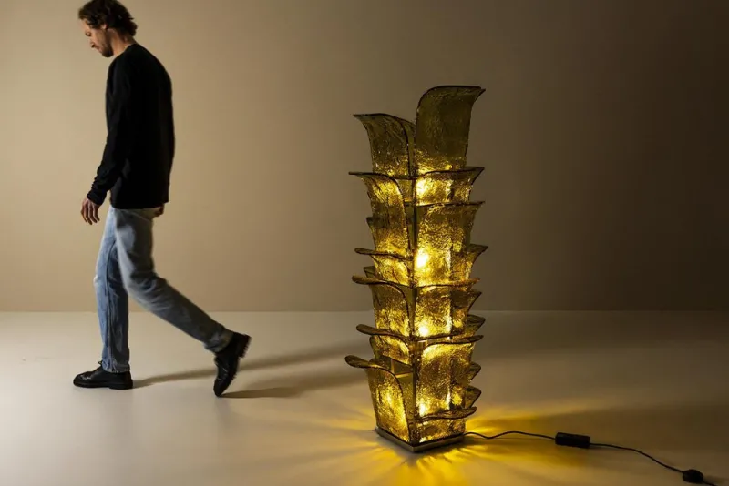 Pamono LT 320 Cactus Floor Lamp in Yellow Murano Glass by Carlo Nason for Mazzega, Italy, 1960s> Floor Lamps