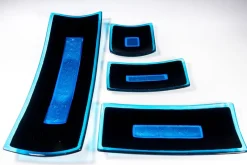 Pamono Luce Q20 Black & Aquamarine Murano Glass Plate by Stefano Birello for VeVe Glass, 2019