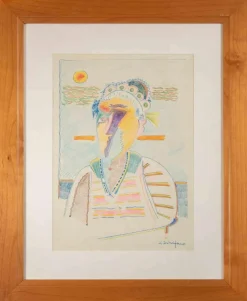 Clearance Pamono Luciano Schifano, Old Woman, Mixed Media, 1980s
