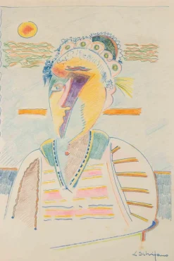 Clearance Pamono Luciano Schifano, Old Woman, Mixed Media, 1980s