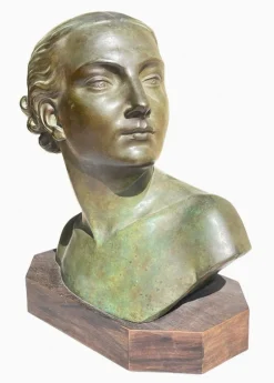Sale Pamono Lucien Charles Edouard Alliot, Bust of Art Deco Woman, Bronze
