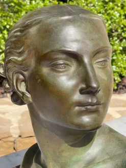 Sale Pamono Lucien Charles Edouard Alliot, Bust of Art Deco Woman, Bronze