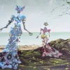 Online Pamono Lucien Coutaud, Two Surrealist Women in a Landscape, 20th Century, Gouache, Framed
