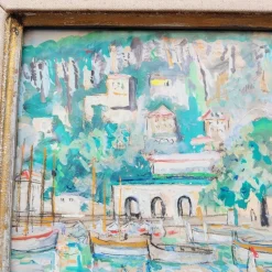 Clearance Pamono Lucien Genin, Port of Villefranche Sur Mer, Watercolor, Mid-20th Century, Framed