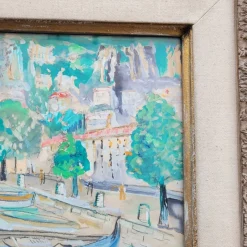 Clearance Pamono Lucien Genin, Port of Villefranche Sur Mer, Watercolor, Mid-20th Century, Framed