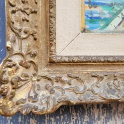 Clearance Pamono Lucien Genin, Port of Villefranche Sur Mer, Watercolor, Mid-20th Century, Framed