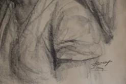 Pamono Lucien Jonas, Coal Miner's Wife, Charcoal Drawing, 1934, Framed><noscript><img width=