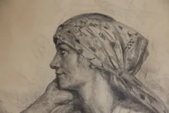 Pamono Lucien Jonas, Coal Miner's Wife, Charcoal Drawing, 1934, Framed><noscript><img width=