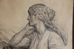Pamono Lucien Jonas, Coal Miner's Wife, Charcoal Drawing, 1934, Framed><noscript><img width=