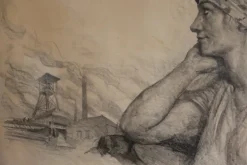 Pamono Lucien Jonas, Coal Miner's Wife, Charcoal Drawing, 1934, Framed><noscript><img width=