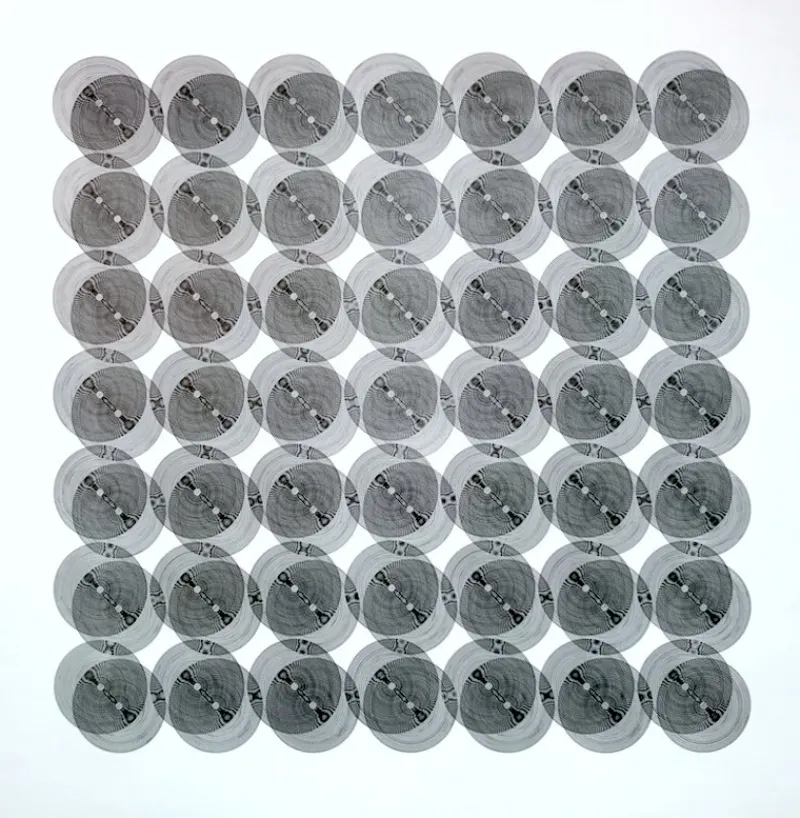 Pamono Ludwig Wilding, Single With 7 X 7 Circles, Zincography, 1968> Minimalist