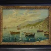 Sale Pamono Luigi Basile, Marina, 1980s, Oil on Tablet, Framed