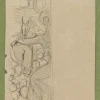 Sale Pamono Luigi Galli, The Sketch, Pencil Drawing, Late 19th Century