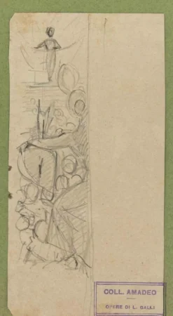 Sale Pamono Luigi Galli, The Sketch, Pencil Drawing, Late 19th Century
