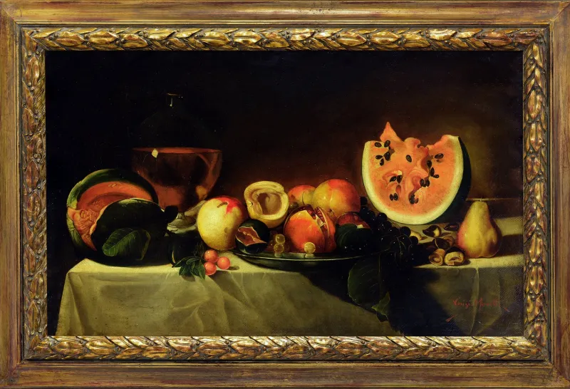Pamono Luigi Monetti, Still Life, 1990s, Oil on Canvas, Framed