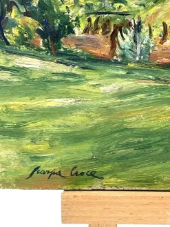 Pamono Luigi Scarpa Croce, Landscapes, Late 1950s, Oil on Board Paintings, Set of 2><noscript><img width=