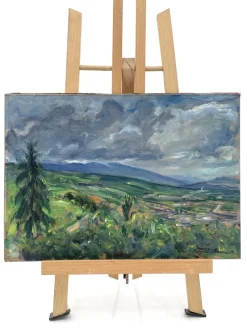 Pamono Luigi Scarpa Croce, Landscapes, Late 1950s, Oil on Board Paintings, Set of 2><noscript><img width=