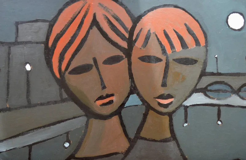 Hot Pamono Luis De Horna (Ignacio Garcia), Ella la Luna y Yo, 1960s, Oil on Paper on Board